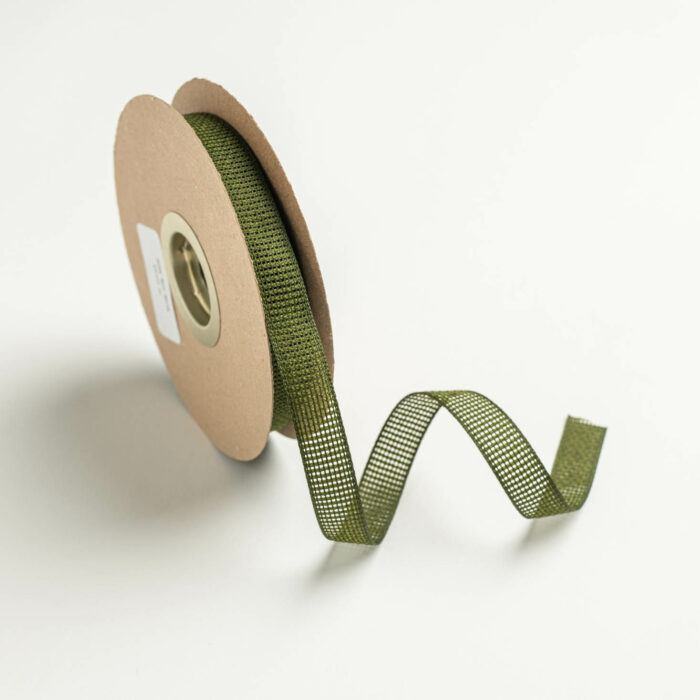 MESH WOOVEN EDGE RIBBON 15MMX20MET GREEN OL - Image 1