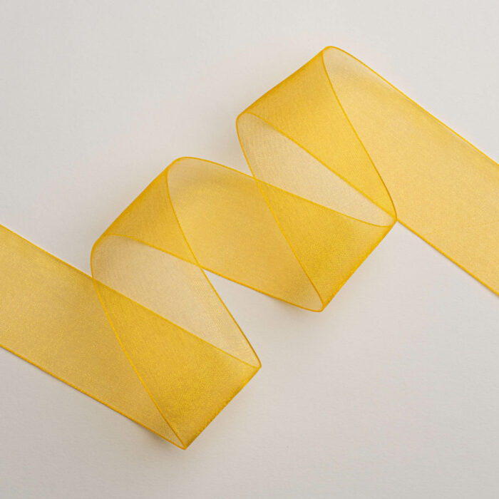 ORGANZA SOFT RIBBON W.WOOVEN EDGE  38MMX50MET YELLOW - Image 1