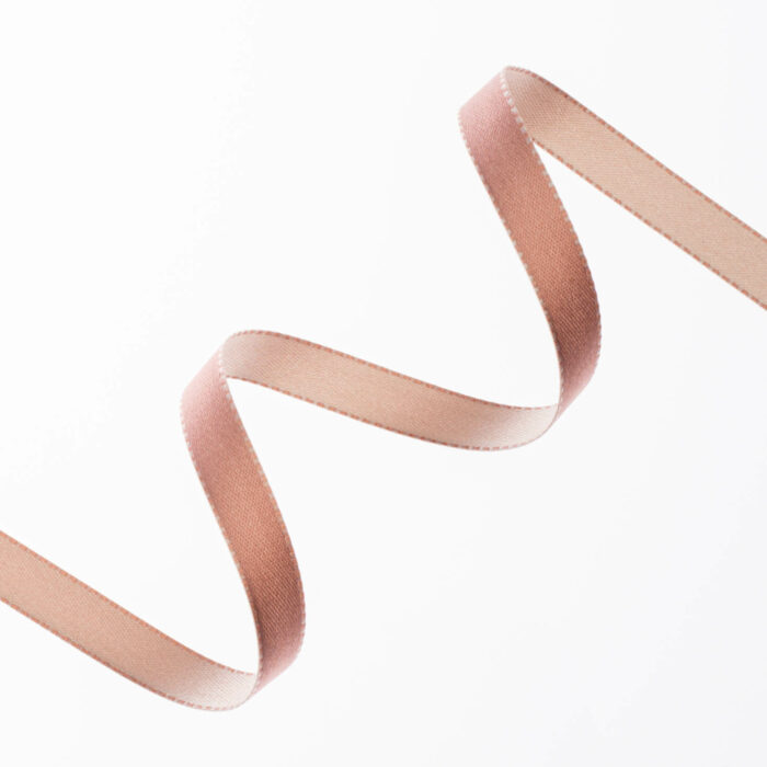 DOUBLE FACE SATIN RIBBON WOOVEN EDGE BICOLORED 10MMX20MET BEIGE-ANT MAUVE - Image 1