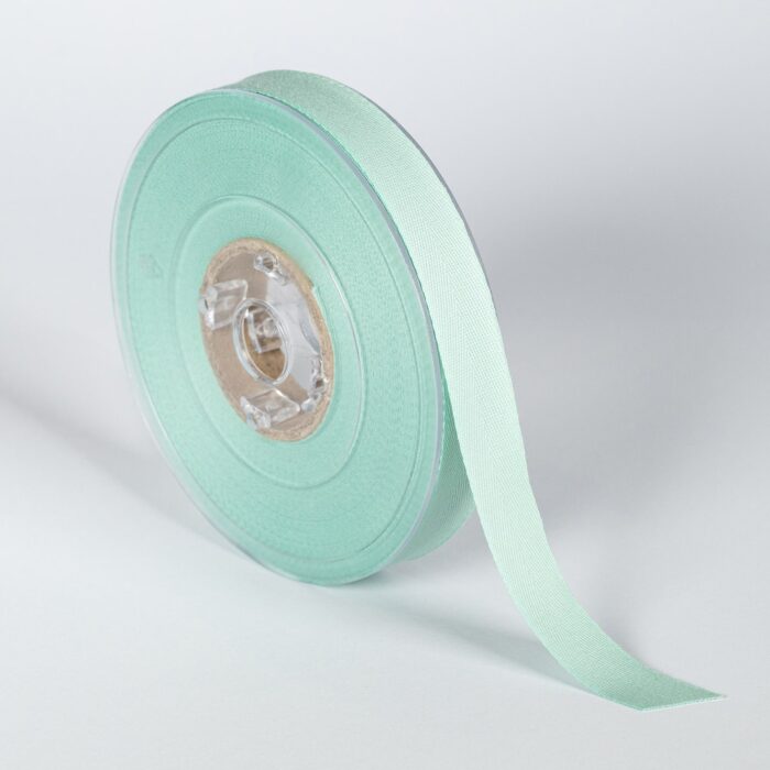 COTTON HERRINGBONE RIBBON S 15ΜΜ GREEN PAST - Image 1