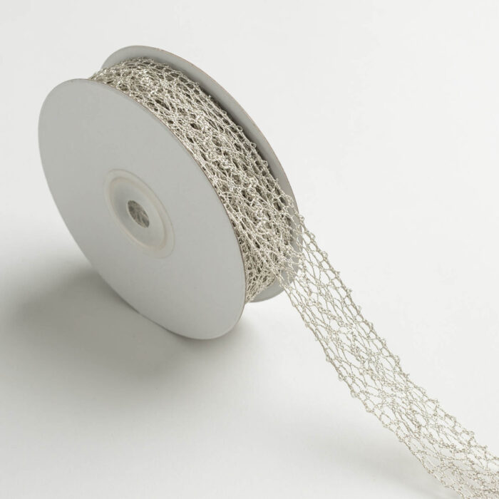 METALLIC LACE RIBBON 22MMX10MET SILVER MET - Image 1