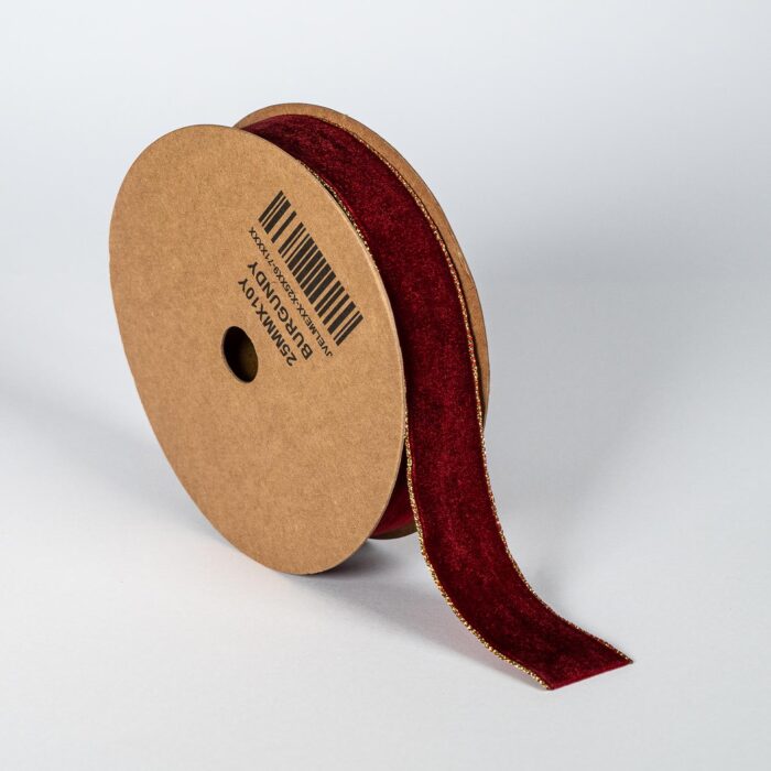 ΚΟΡΔΕΛΑ ΒΕΛΟΥΔΟ ΜΕ ΜΕΤΑΛΛΙΚΗ ΟΥΓΙΑ 25MMX9MET BURGUNDY - Image 1